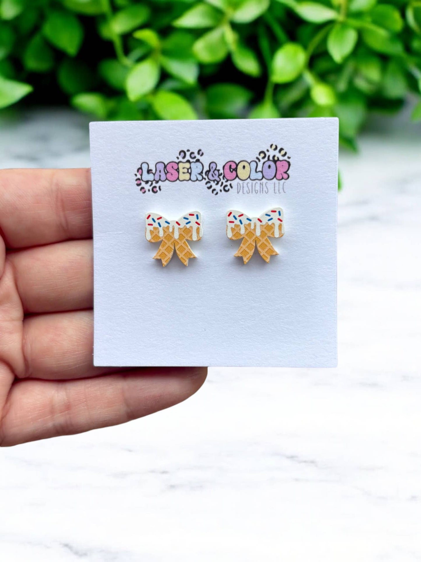 4th of July Earrings, Ice Cream Bow Earrings, USA Earrings