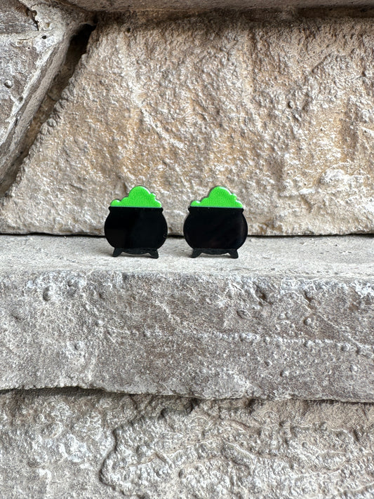 Witch Potion Cauldron Stud Earrings | Halloween Earrings