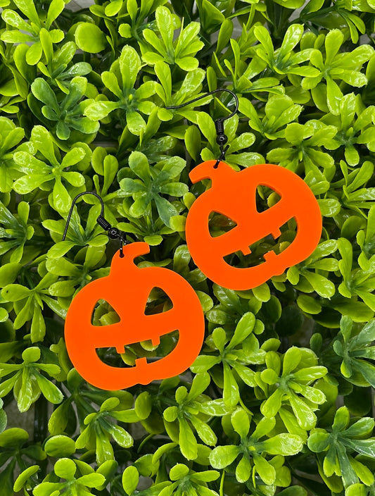 Jack o' Lantern Pumpkin Dangle Earrings | Halloween Earrings