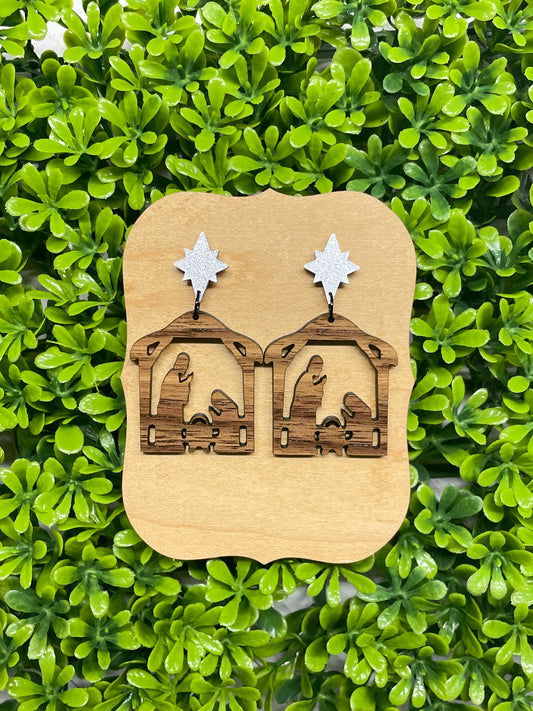 Nativity Scene Dangle & Star Stud | Christmas