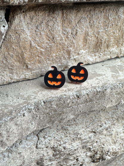 Jack o' Lantern Earrings | Black Pumpkin |Halloween Earrings