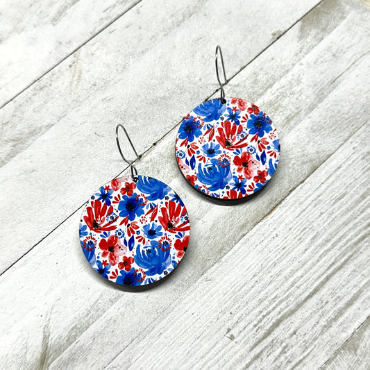 4th of July Floral Dangle Earrings
