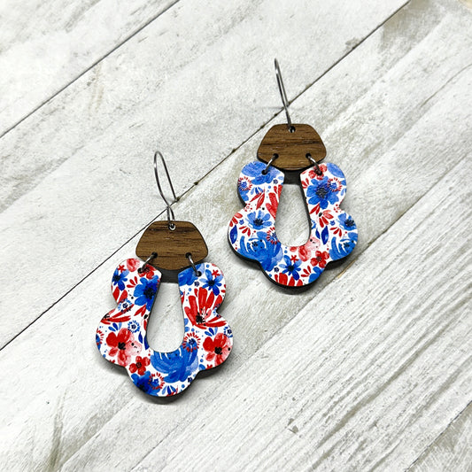 4th of July Floral Dangle Earrings