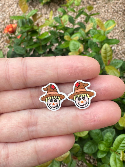 Scarecrow Stud Earrings | Fall | Thanksgiving Earrings