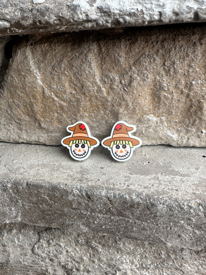 Scarecrow Stud Earrings | Fall | Thanksgiving Earrings