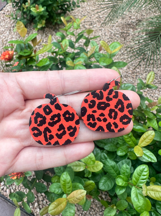 Leopard Pumpkin Dangle | Fall Earrings | Halloween Earrings