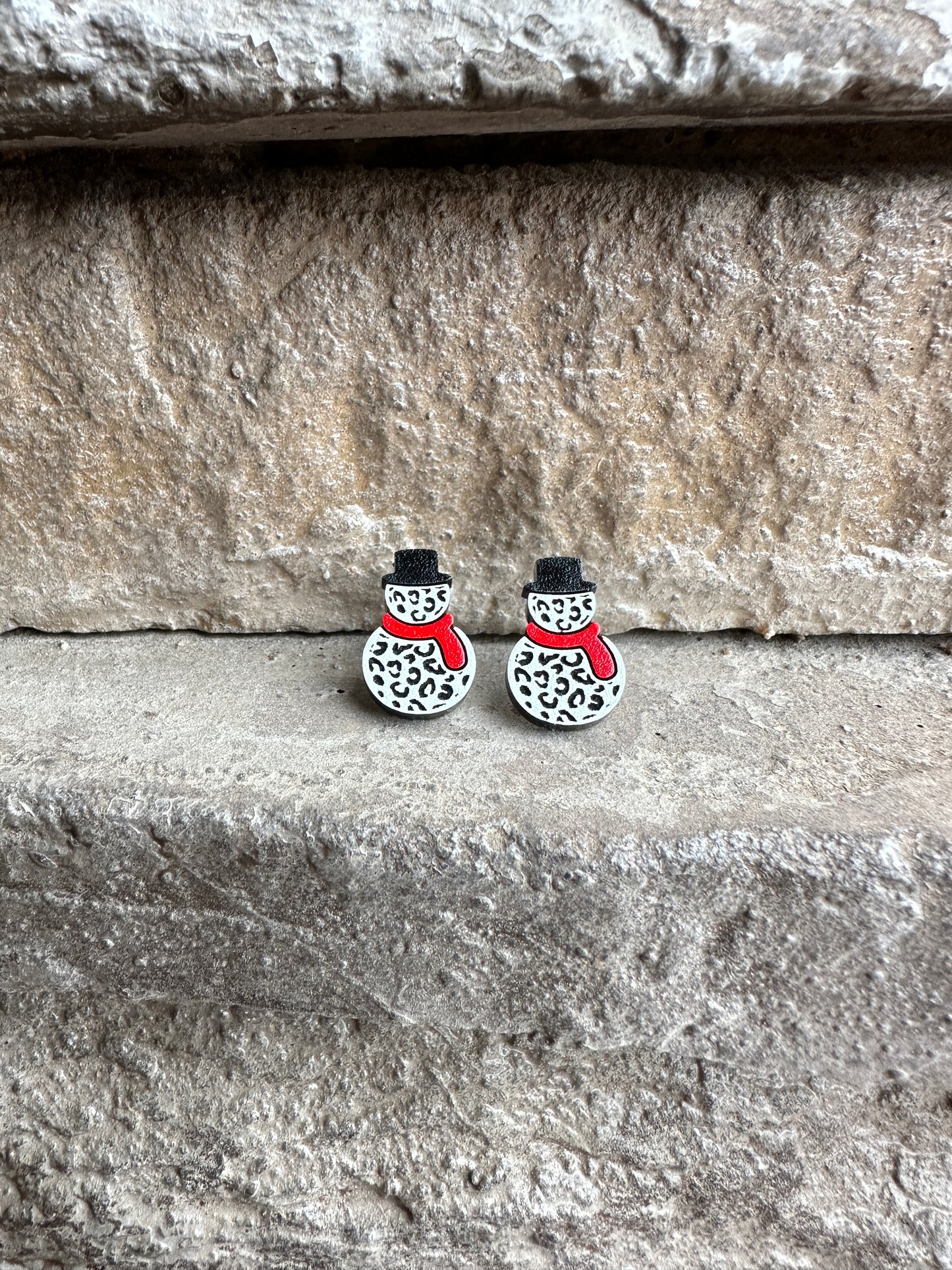 Leopard Snowman Stud | Christmas Earrings