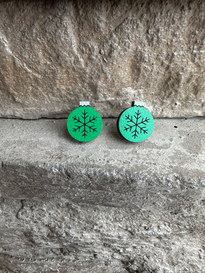 Snowflake Christmas Ornament Stud | Christmas Earrings