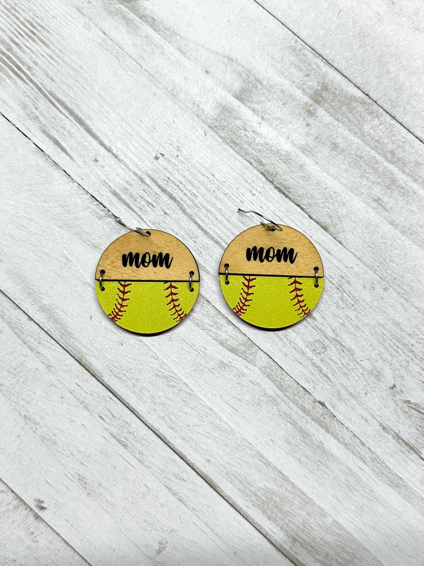 Softball Maple Mom Dangle Earrings | Sports Earrings