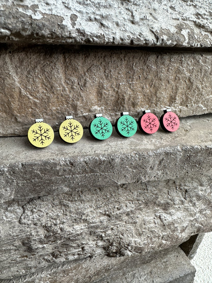 Snowflake Christmas Ornament Stud | Christmas Earrings