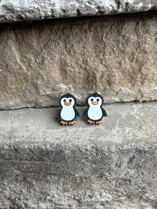 Penguin Acrylic Stud | Christmas Earrings