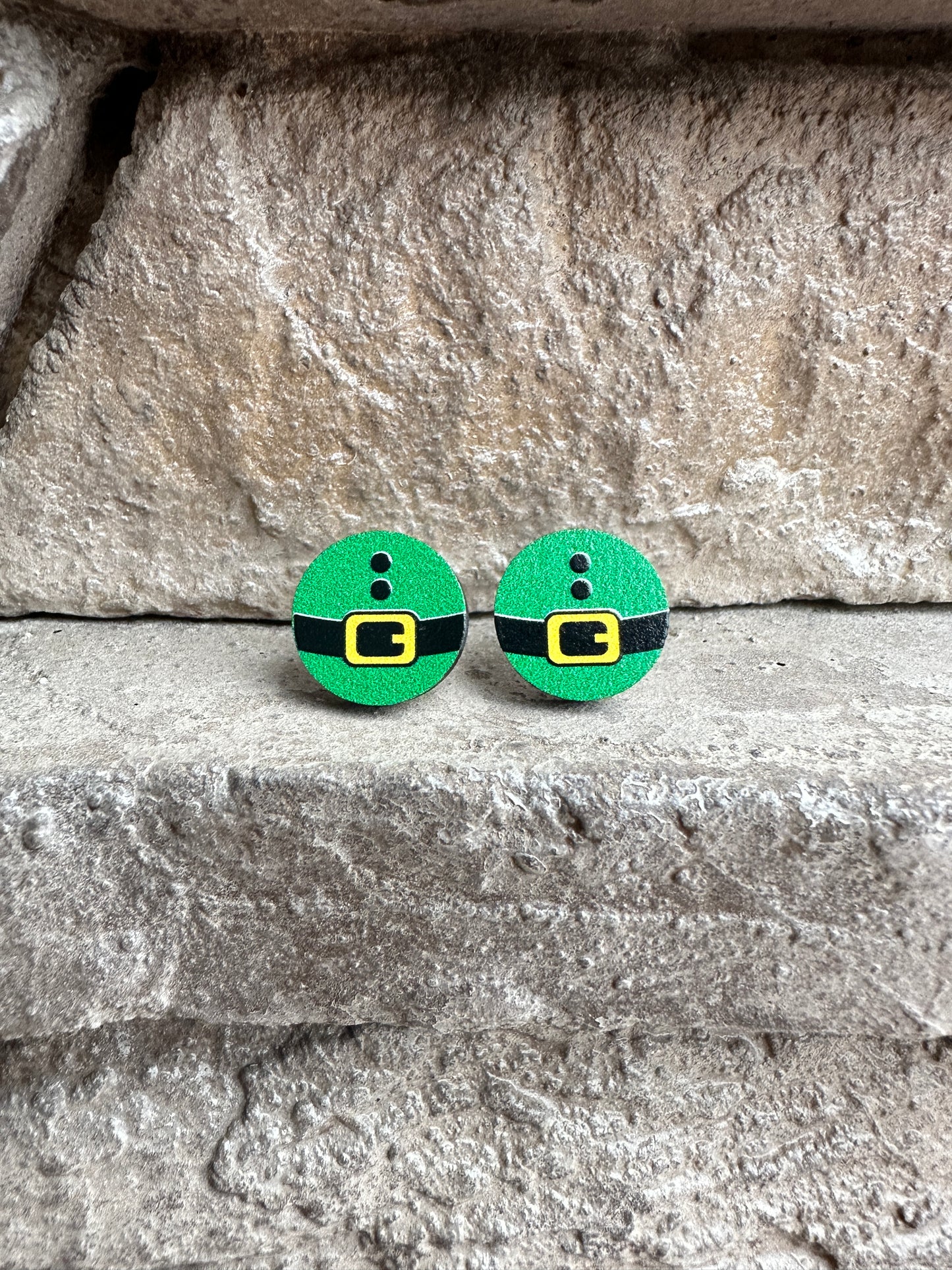 Elf Belt Round Stud | Christmas Earrings