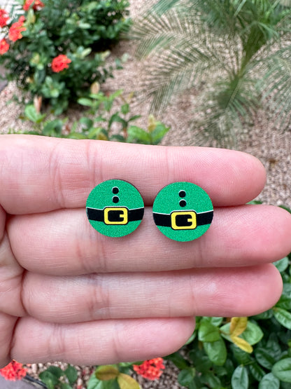 Elf Belt Round Stud | Christmas Earrings