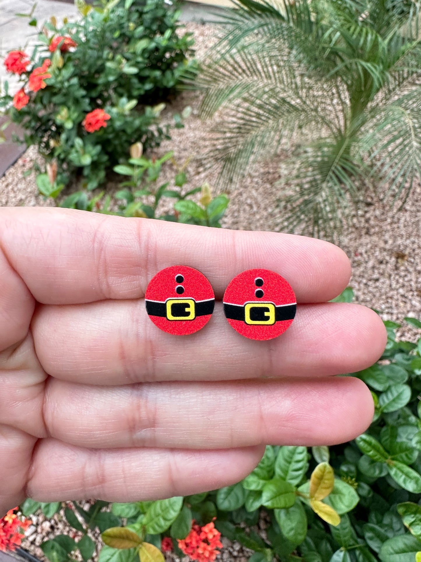 Santa Belt Round Stud | Christmas Earrings