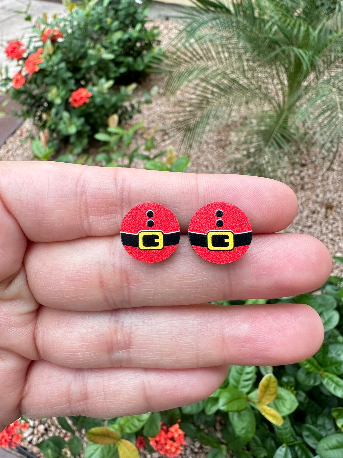 Santa Belt Round Stud | Christmas Earrings