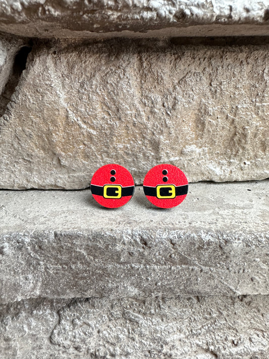 Santa Belt Round Stud | Christmas Earrings
