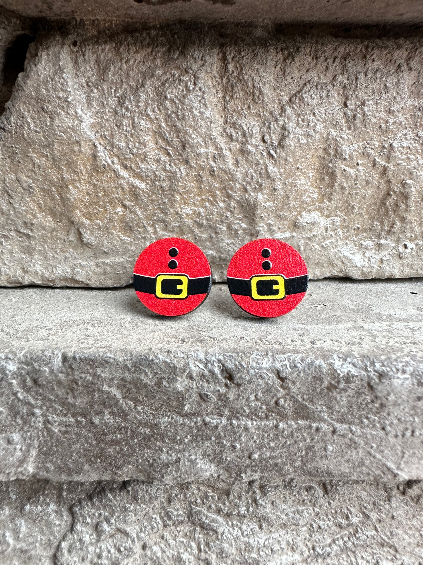 Santa Belt Round Stud | Christmas Earrings