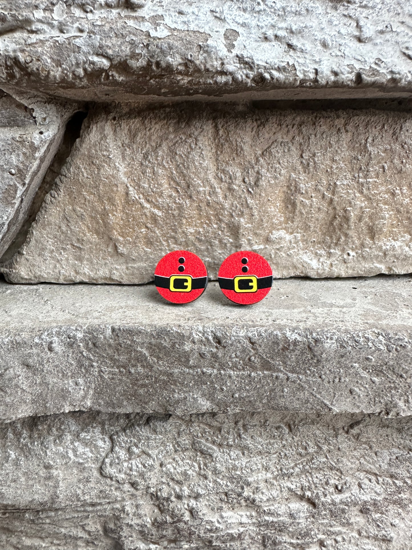 Santa Belt Round Stud | Christmas Earrings
