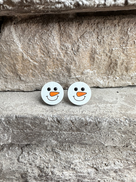 Snowman Face Stud | Christmas Earrings