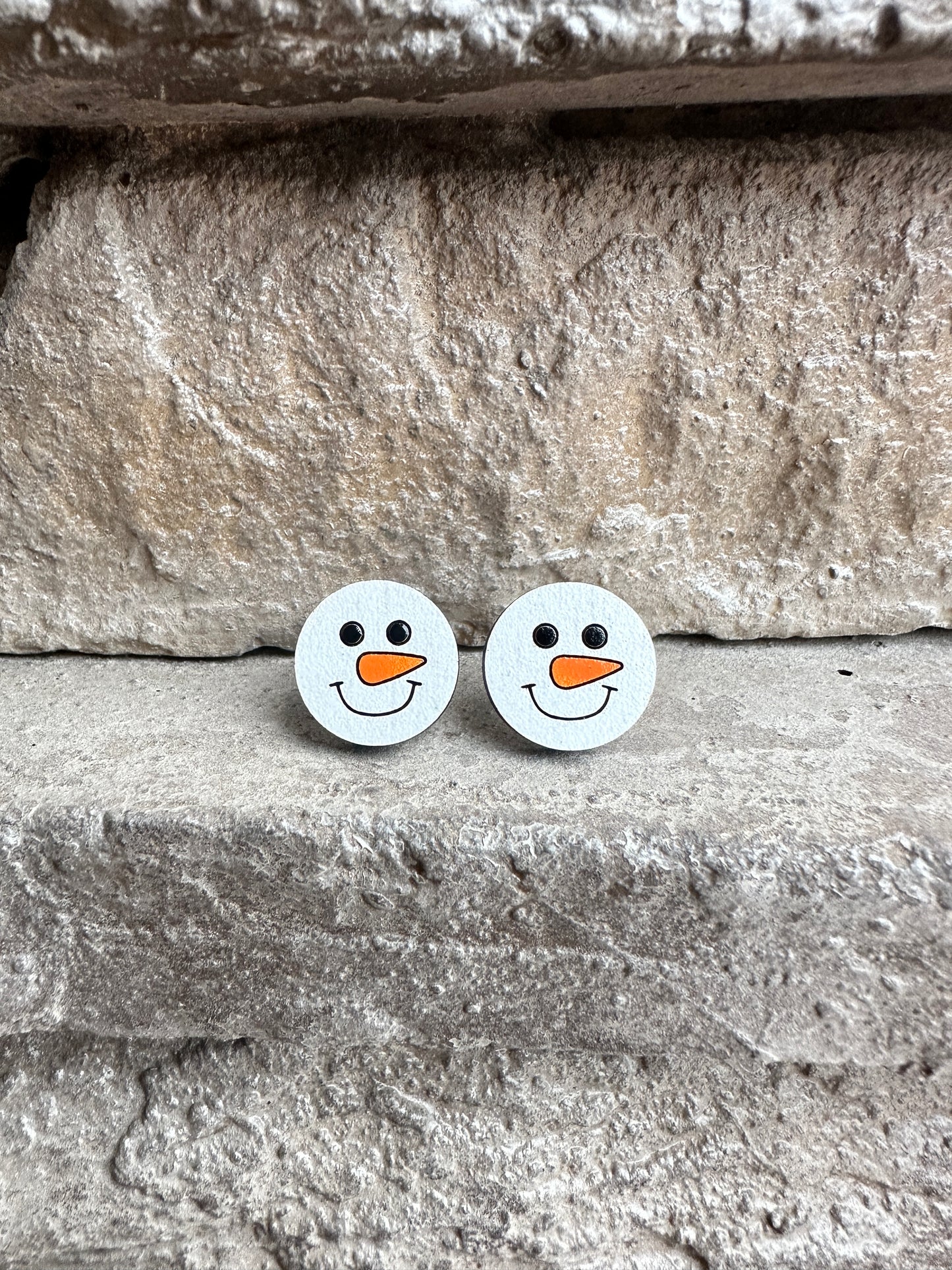Snowman Face Stud | Christmas Earrings