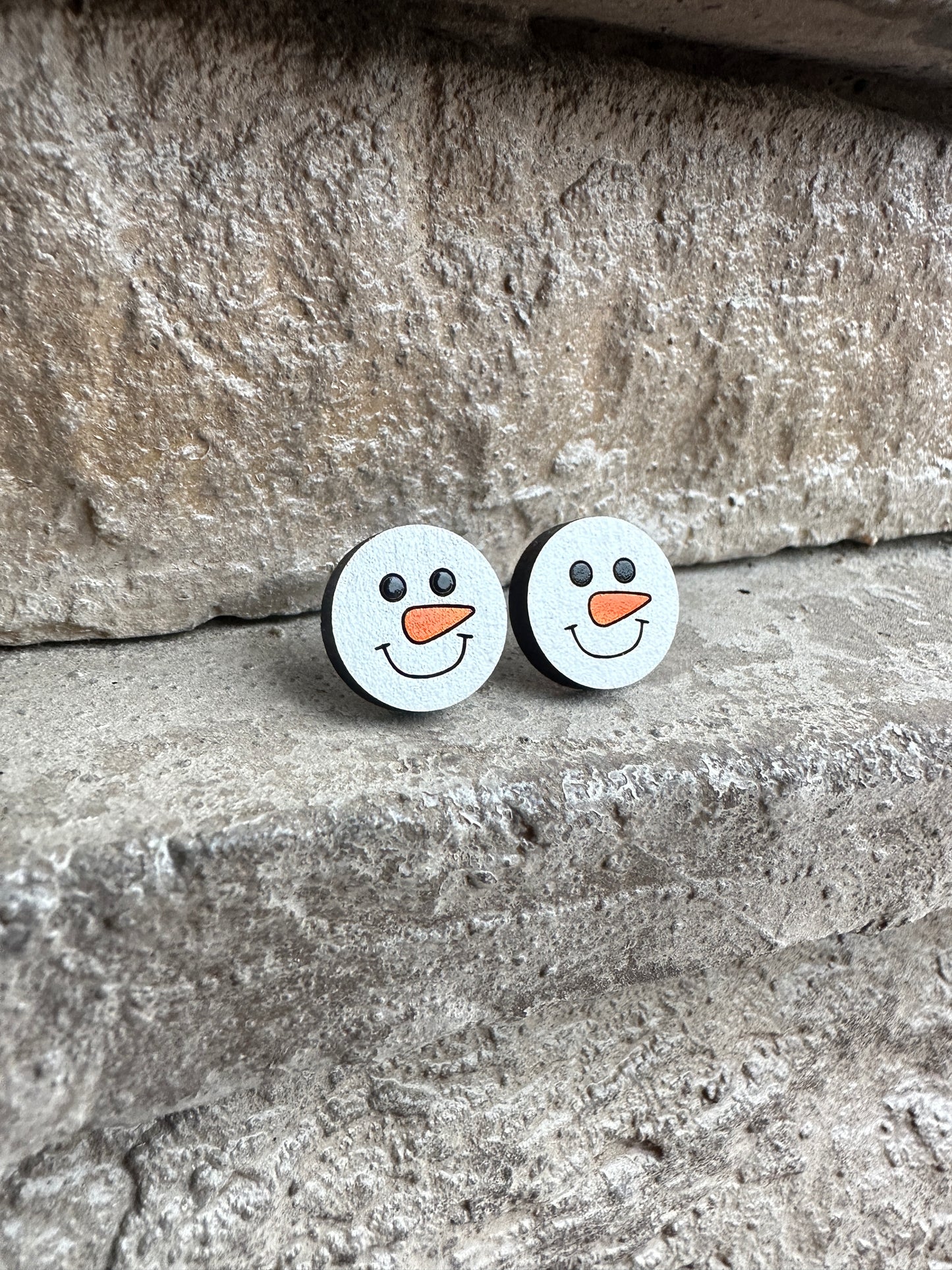 Snowman Face Stud | Christmas Earrings