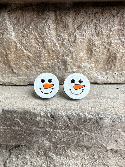 Snowman Face Stud | Christmas Earrings