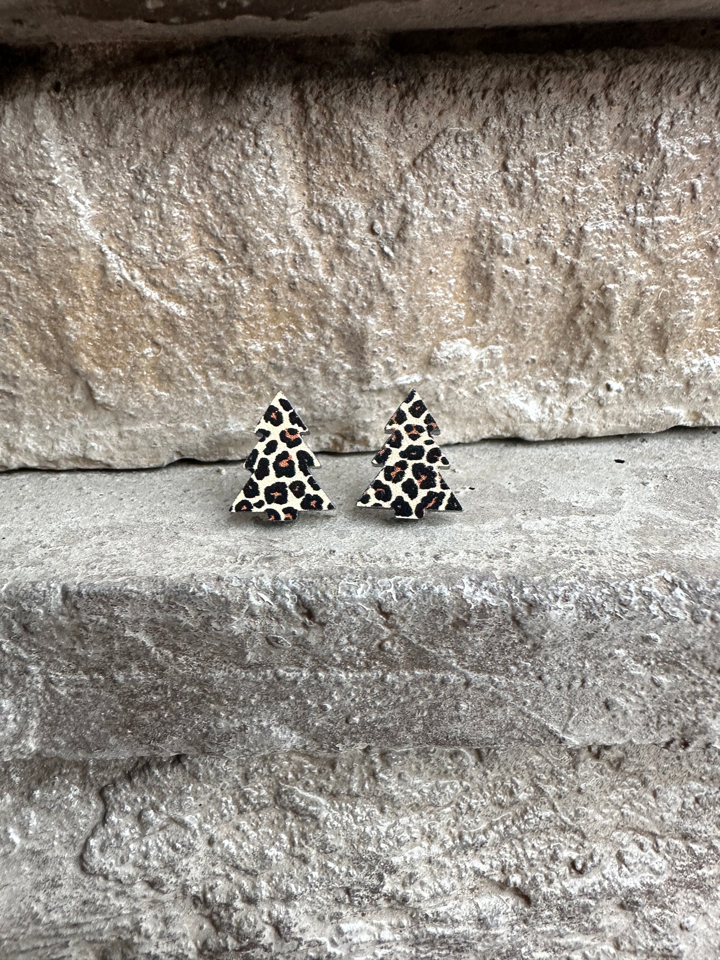 Leopard Christmas Tree Acrylic Earrings