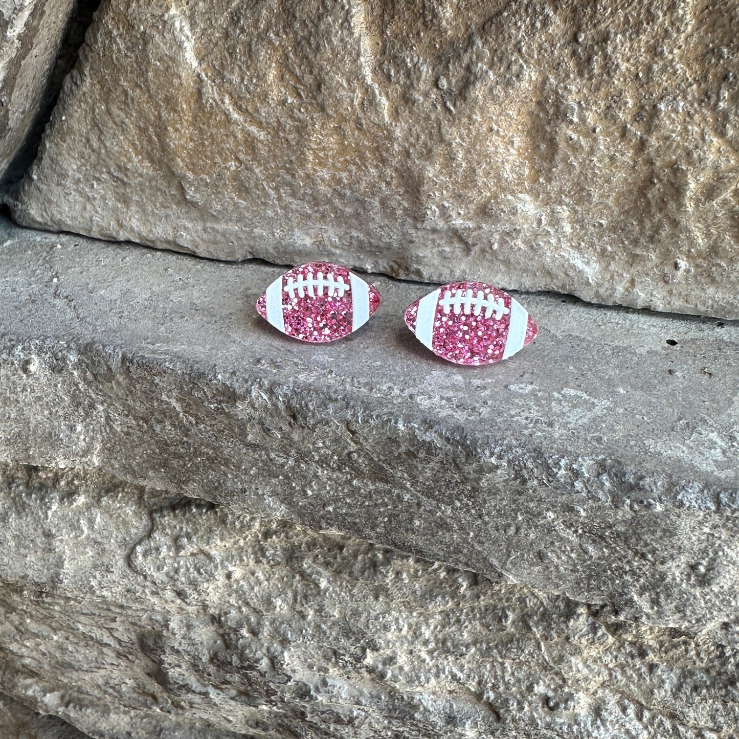 Glitter Football Acrylic Studs | Sports Earrings