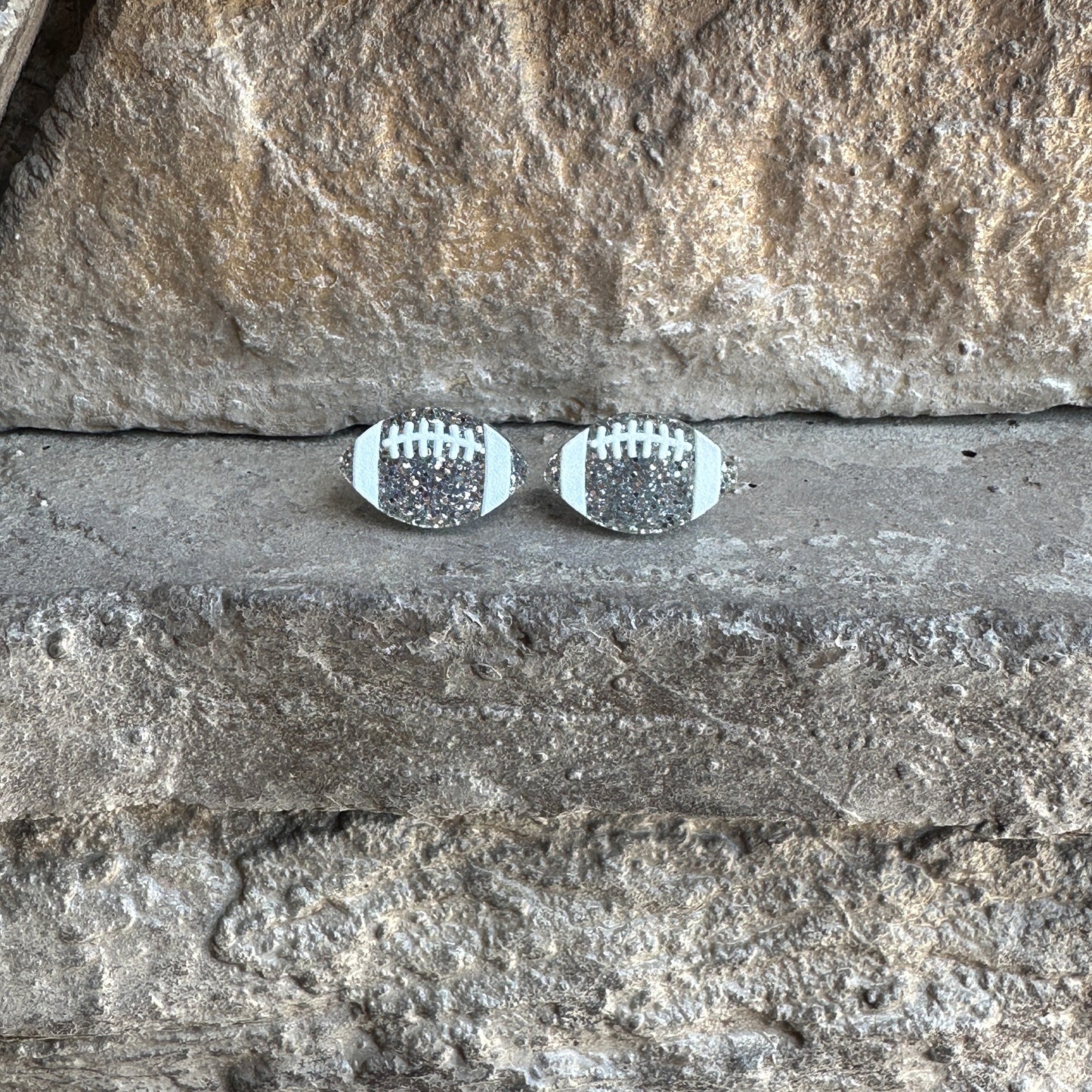 Glitter Football Acrylic Studs | Sports Earrings
