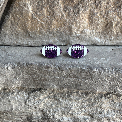 Glitter Football Acrylic Studs | Sports Earrings