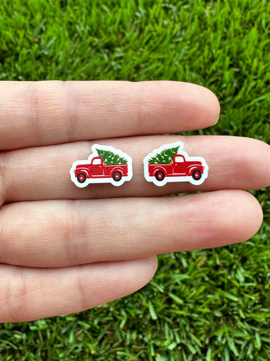 Christmas Truck Stud | Christmas Earrings | Red Truck