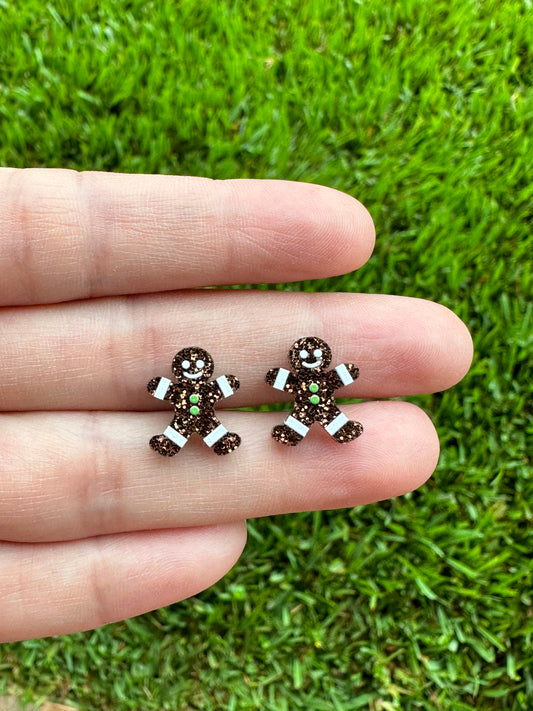 Gingerbread Man Stud | Christmas Earrings