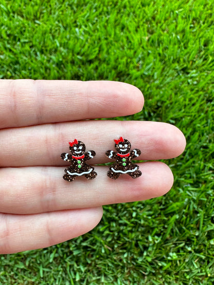 Gingerbread Girl Stud | Christmas Earrings