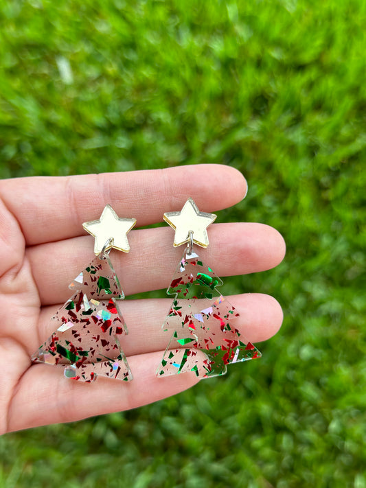 Christmas Confetti Tree Earrings