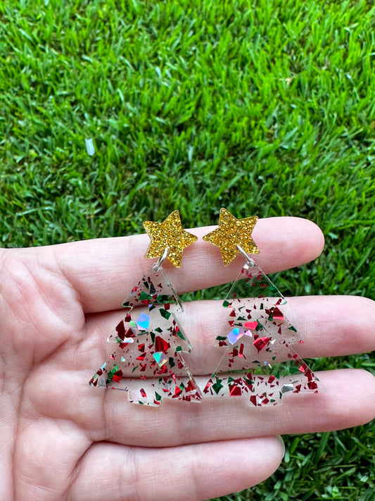 Christmas Confetti Tree Earrings