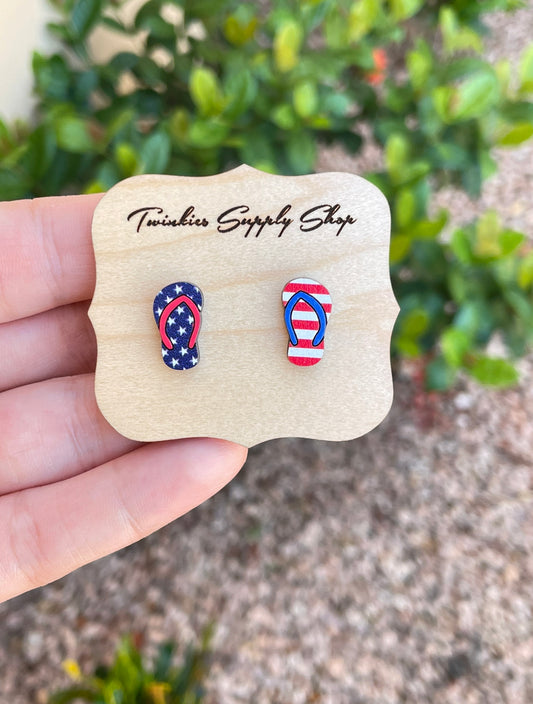 Stars & Stripes Flip Flop Studs | 4th of July Earrings