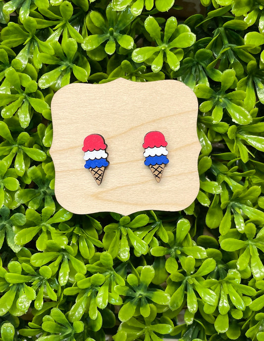4th of July Ice Cream Cone Earrings