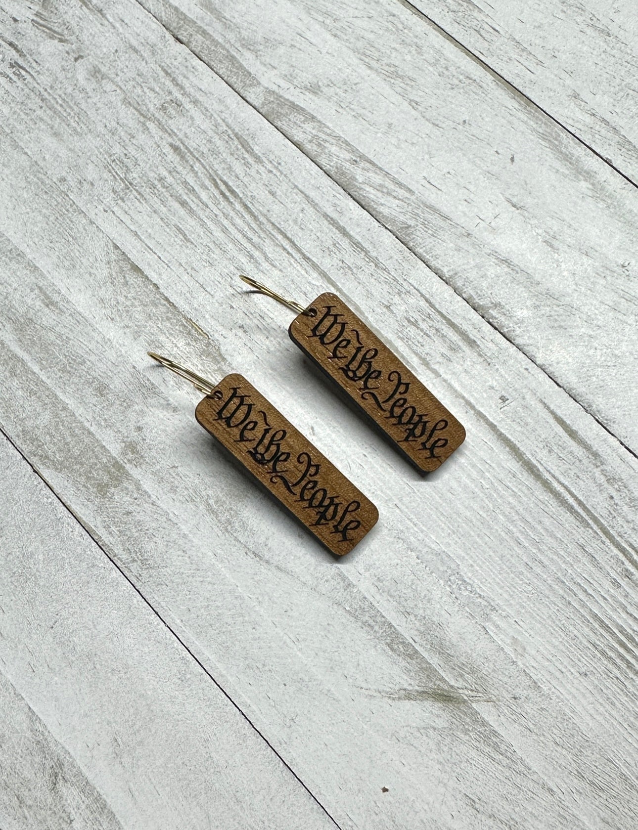 We The People Walnut Dangle Earrings | 4th of July Earrings