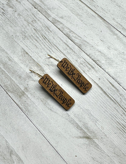 We The People Walnut Dangle Earrings | 4th of July Earrings