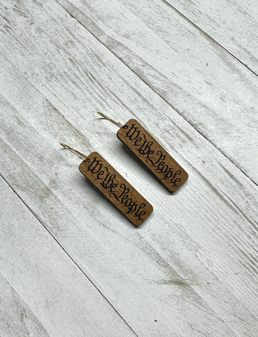 We The People Walnut Dangle Earrings | 4th of July Earrings