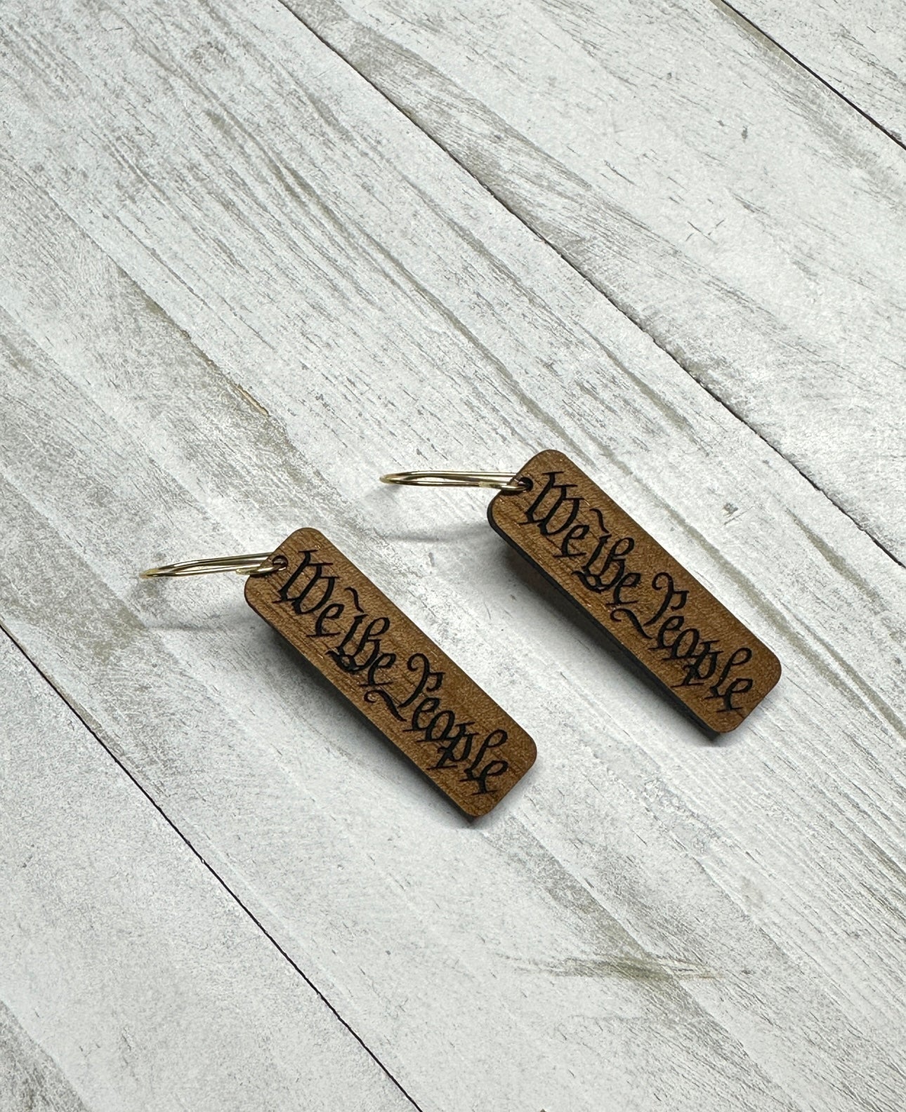 We The People Walnut Dangle Earrings | 4th of July Earrings