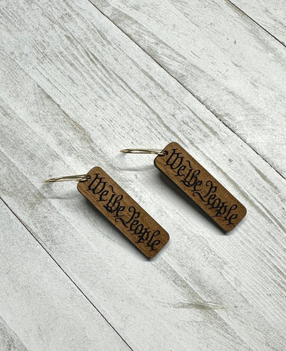 We The People Walnut Dangle Earrings | 4th of July Earrings