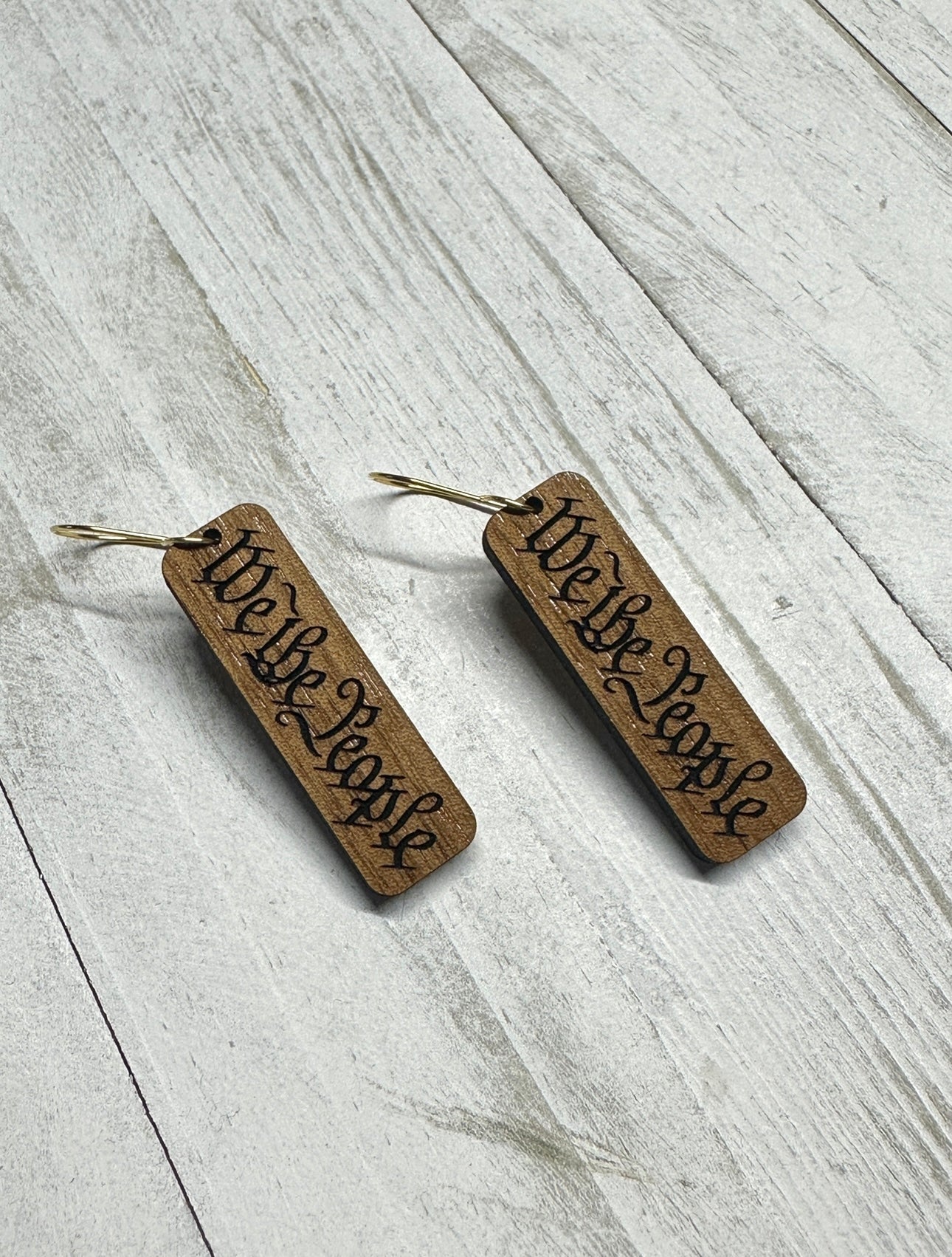 We The People Walnut Dangle Earrings | 4th of July Earrings