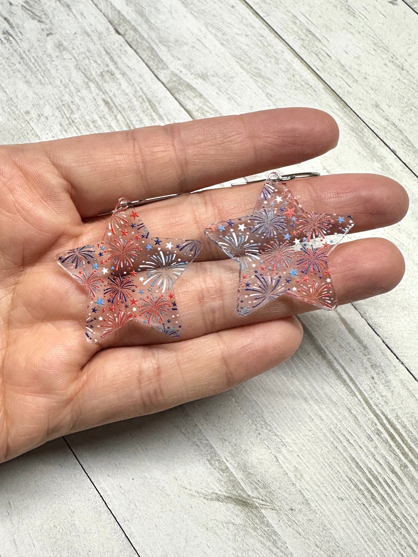 Firework Star Acrylic Dangle Earrings | 4th of July Earrings