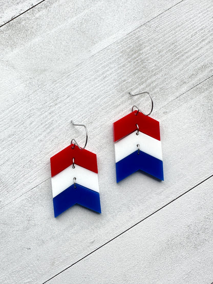 4th of July Chevron Dangle Earrings
