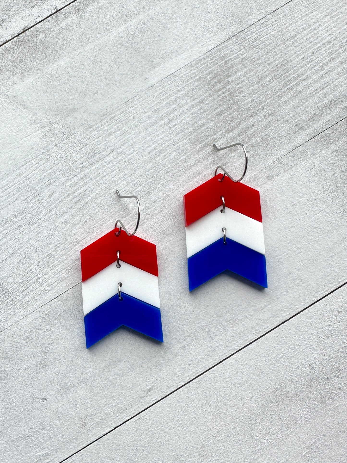 4th of July Chevron Dangle Earrings