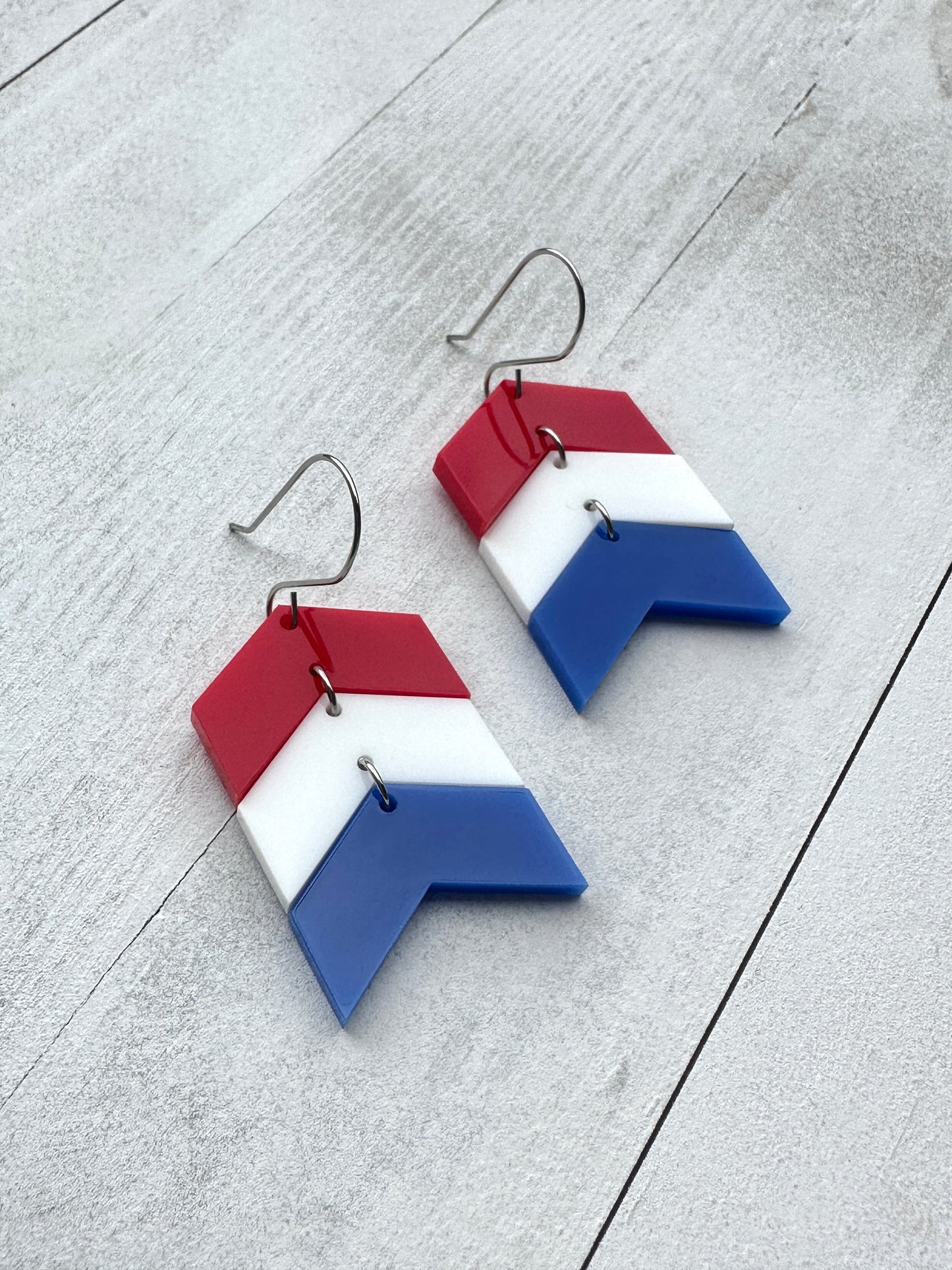 4th of July Chevron Dangle Earrings
