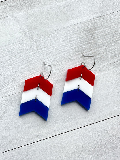 4th of July Chevron Dangle Earrings
