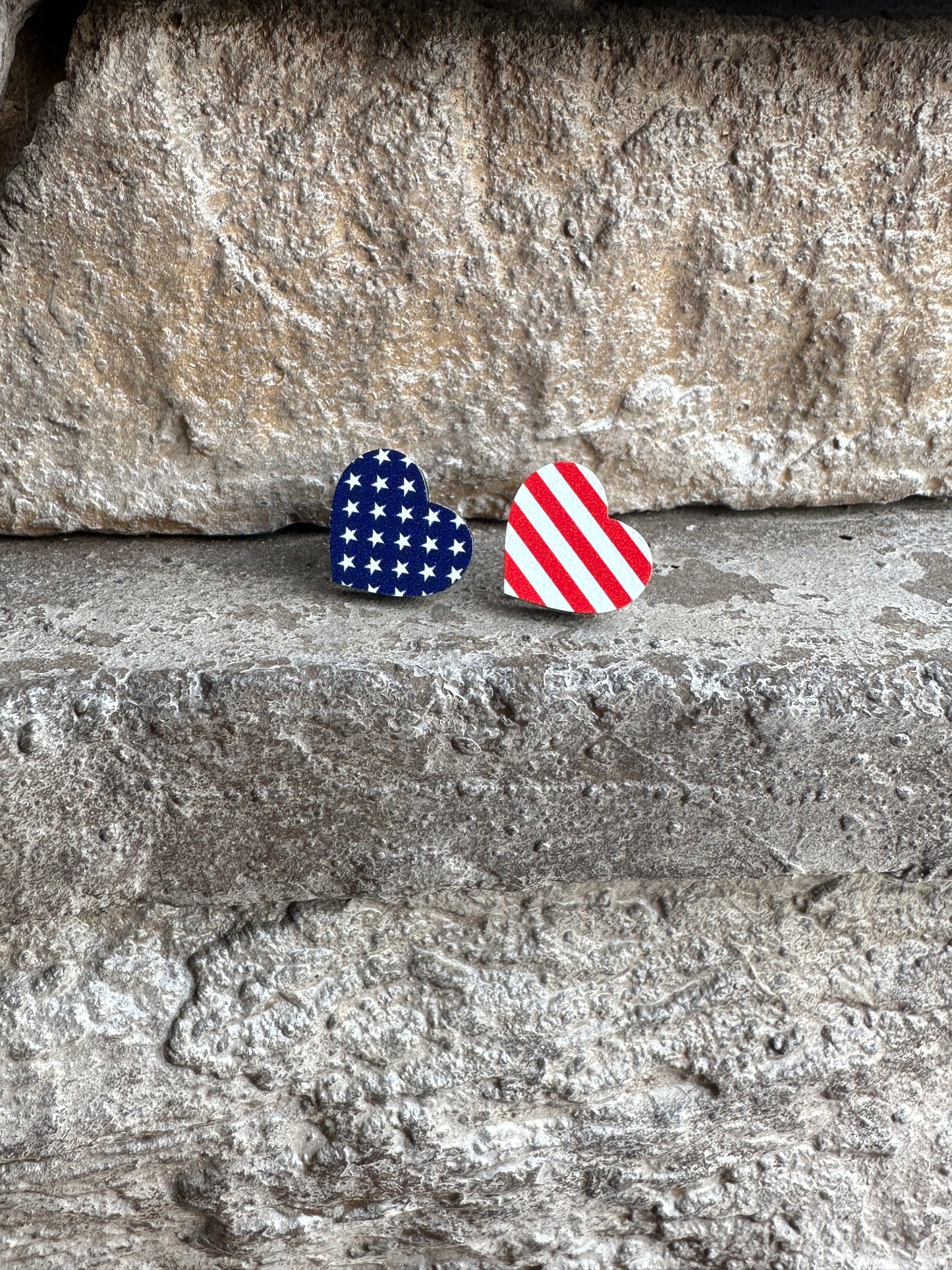 Stars & Stripes Heart Studs | 4th of July Earrings