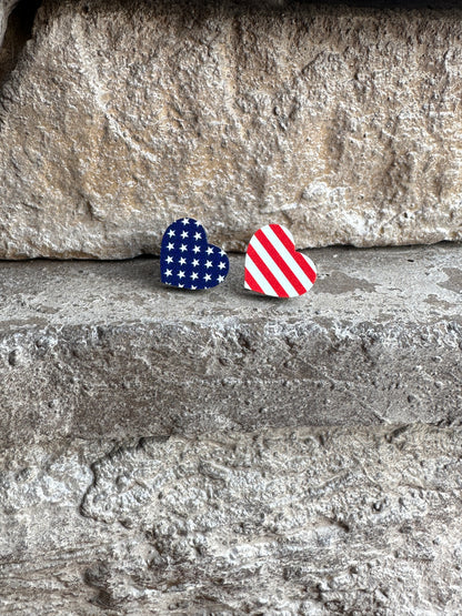 Stars & Stripes Heart Studs | 4th of July Earrings